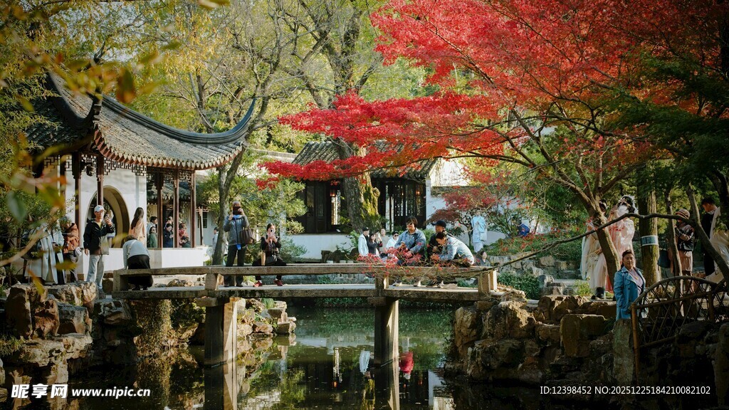 秋日古雅庭院景致
