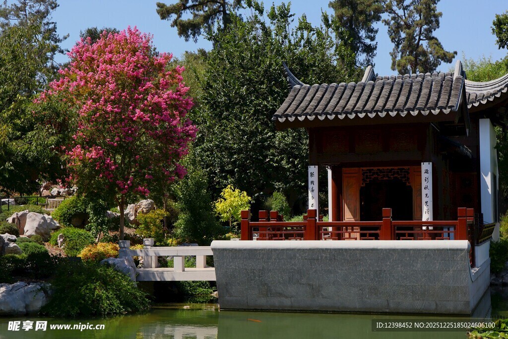 中式园林景观中的雅致小亭