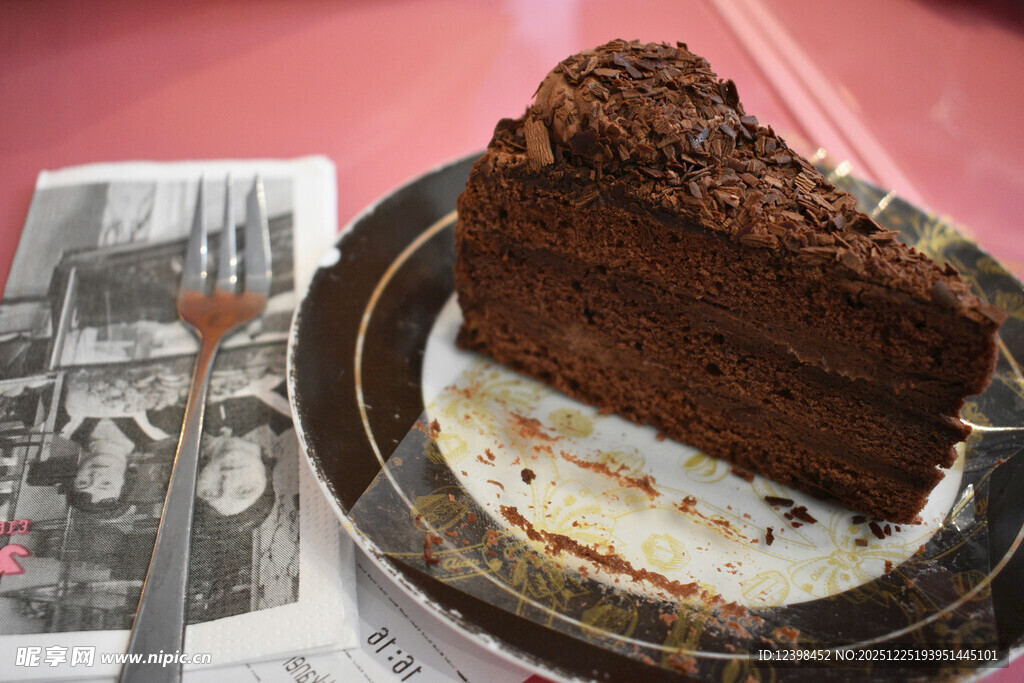 美味巧克力蛋糕特写