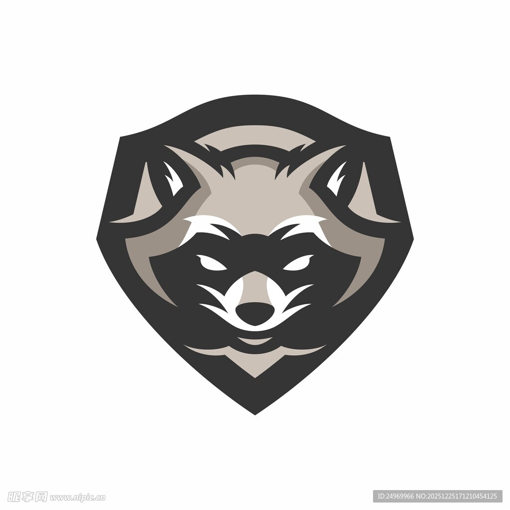 浣熊盾牌标志设计