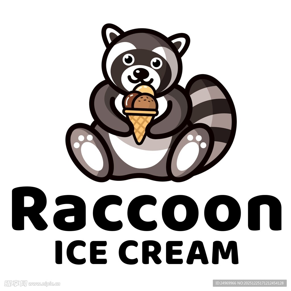 浣熊冰淇淋标志设计