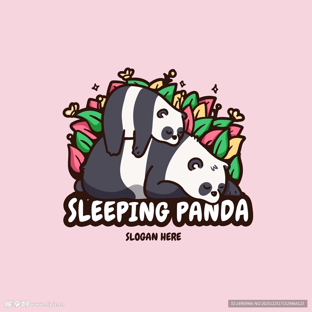 可爱睡眠熊猫卡通形象