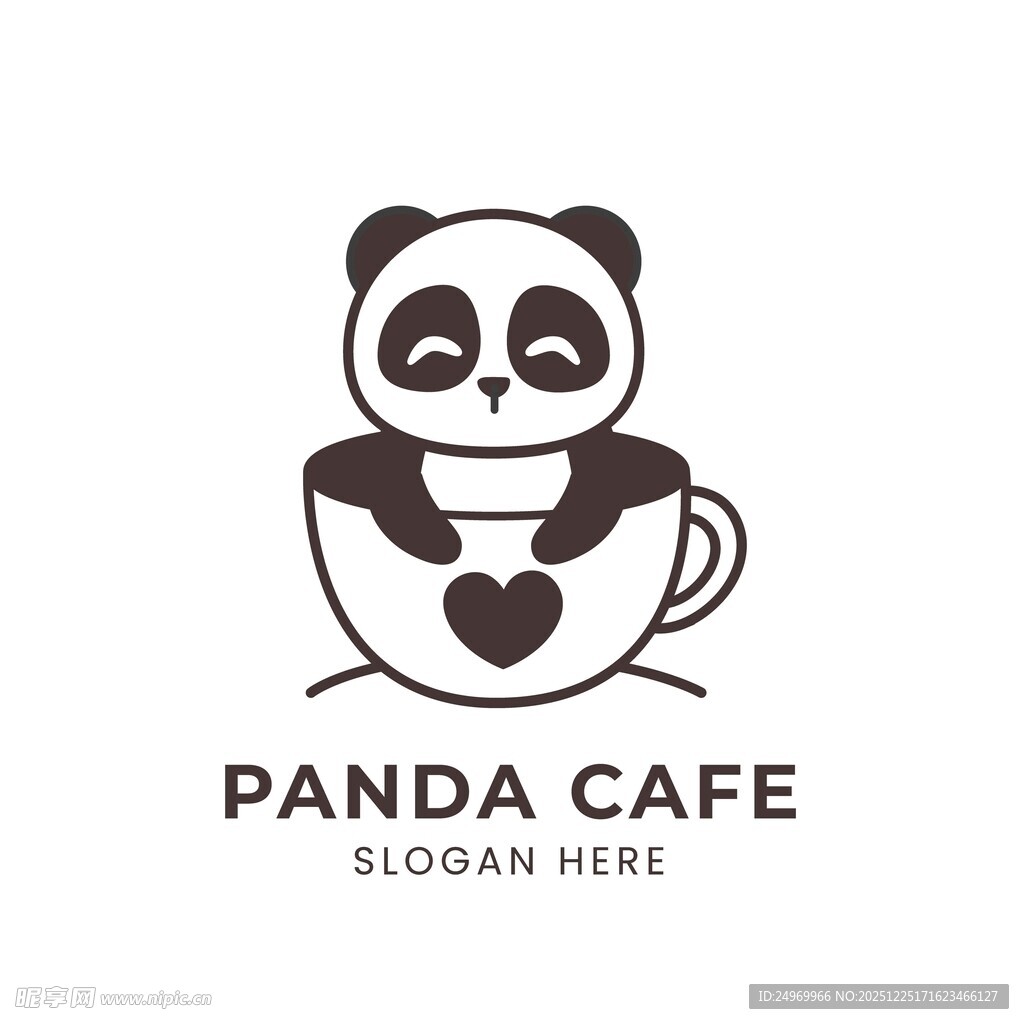 熊猫咖啡馆标志设计