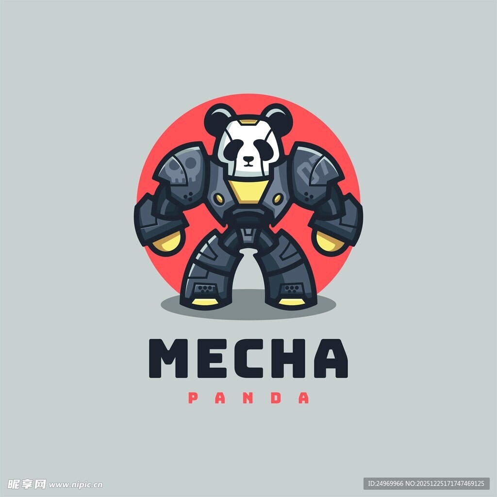 机械熊猫标志设计