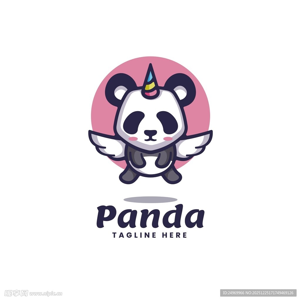 可爱熊猫卡通标志设计