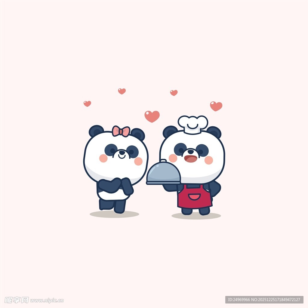 熊猫情侣甜蜜互动