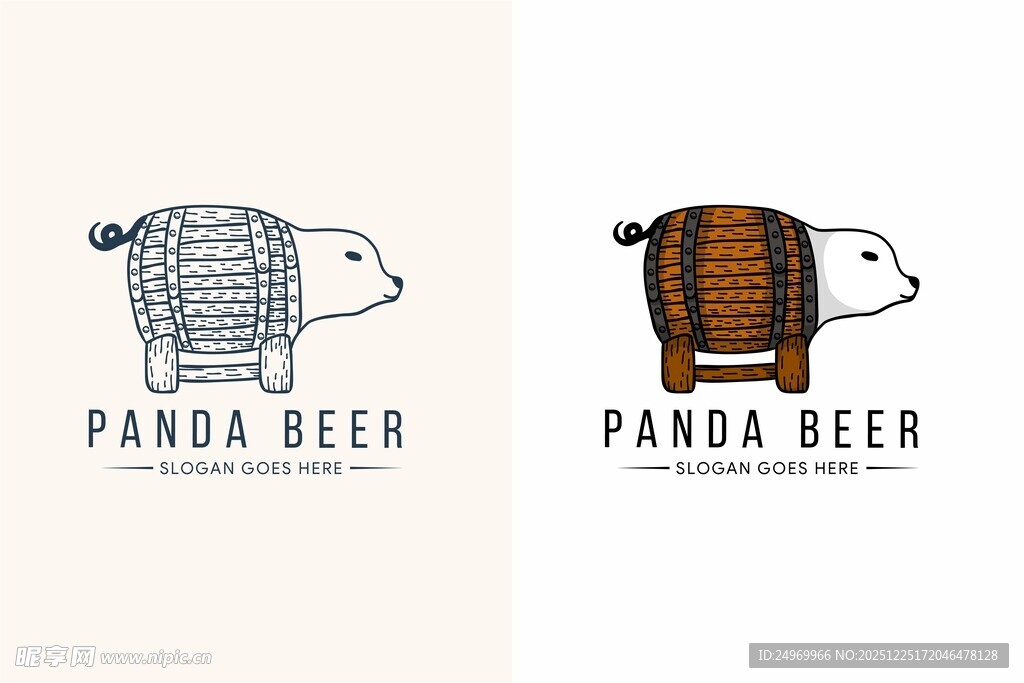 简约风熊猫啤酒图标设计