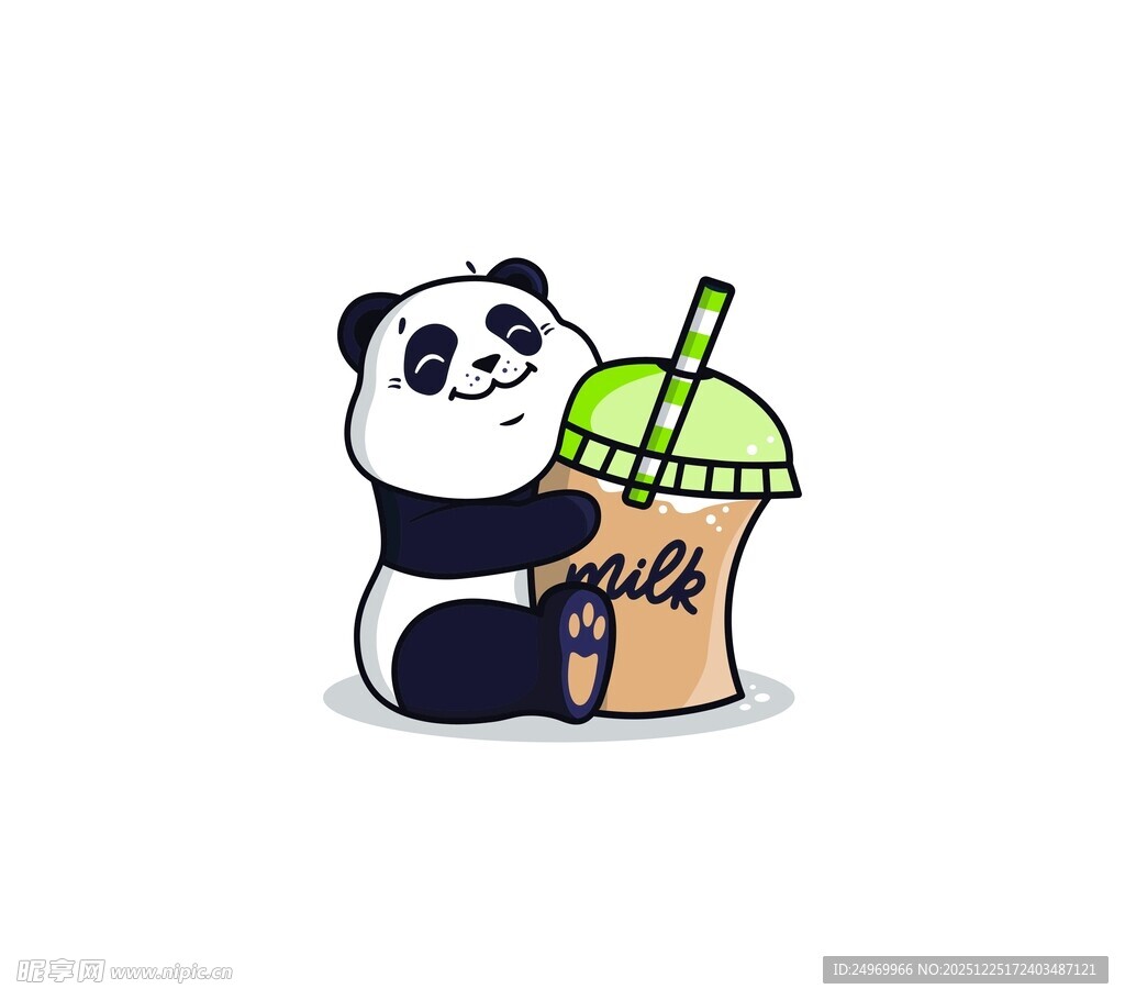 熊猫抱饮料杯卡通形象