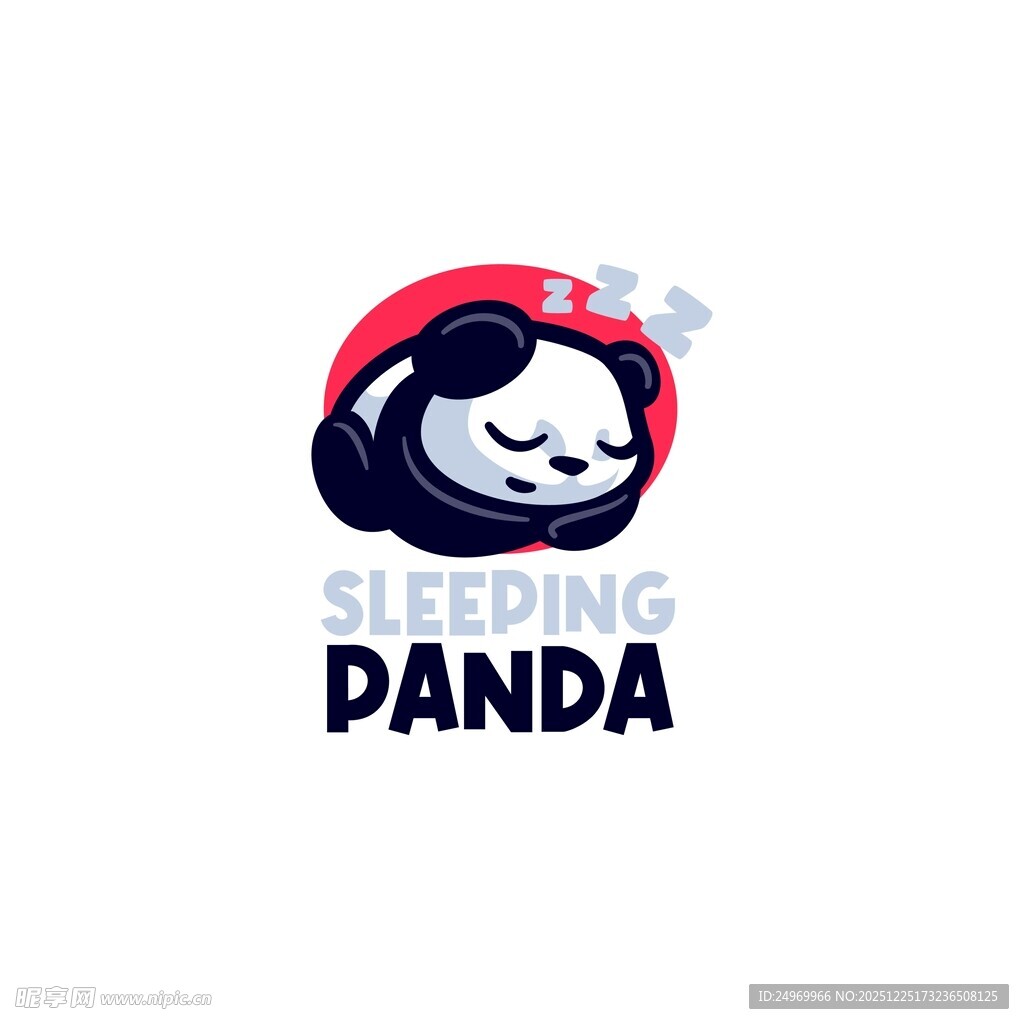 睡眠熊猫标志设计