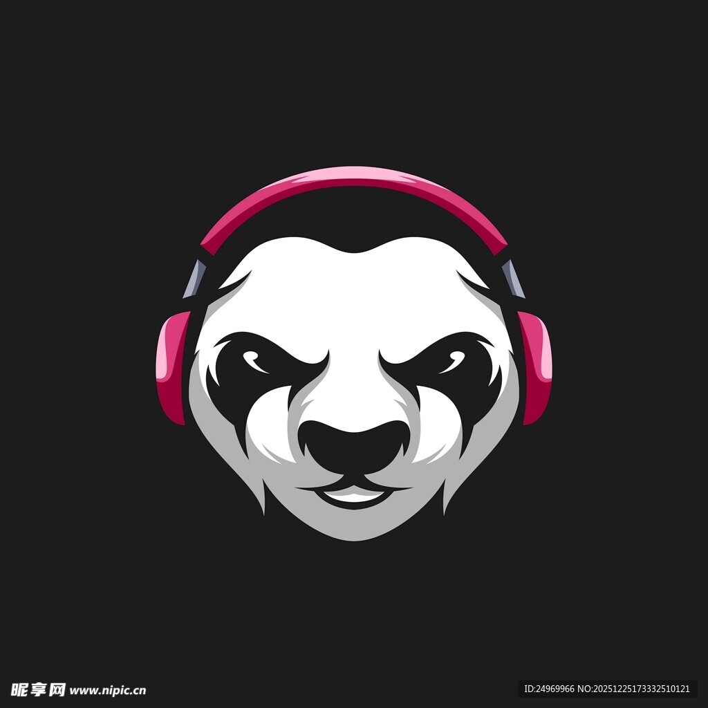 熊猫头戴耳机酷炫形象