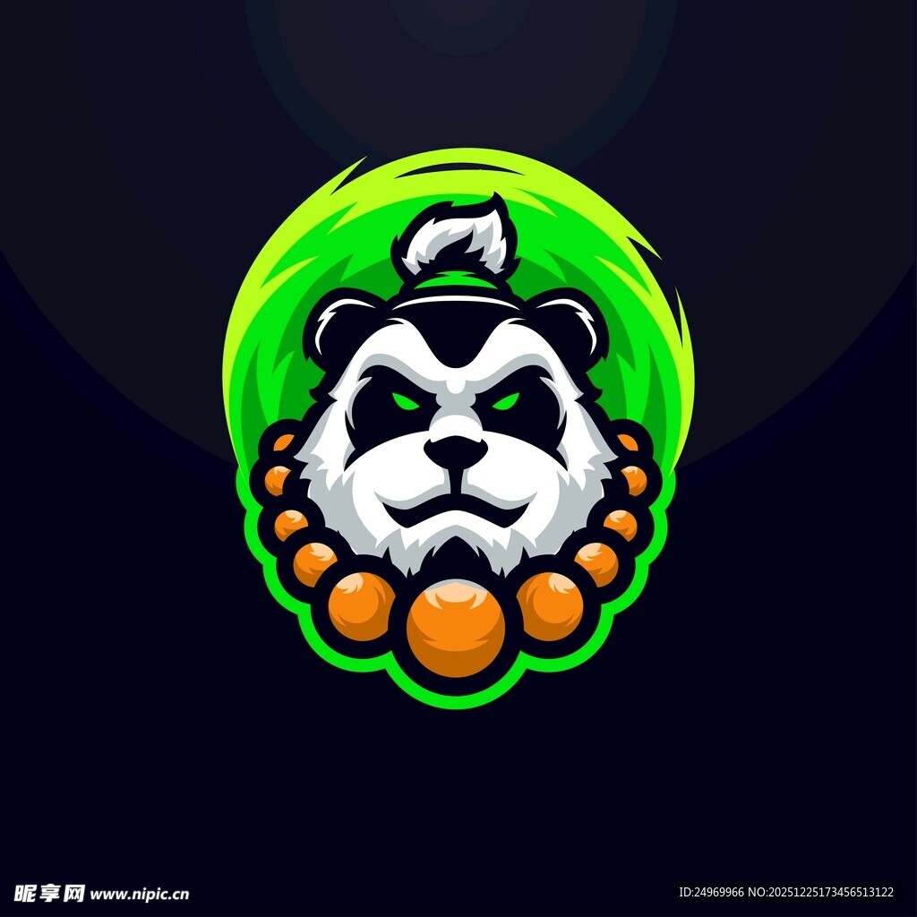 绿发熊猫卡通形象