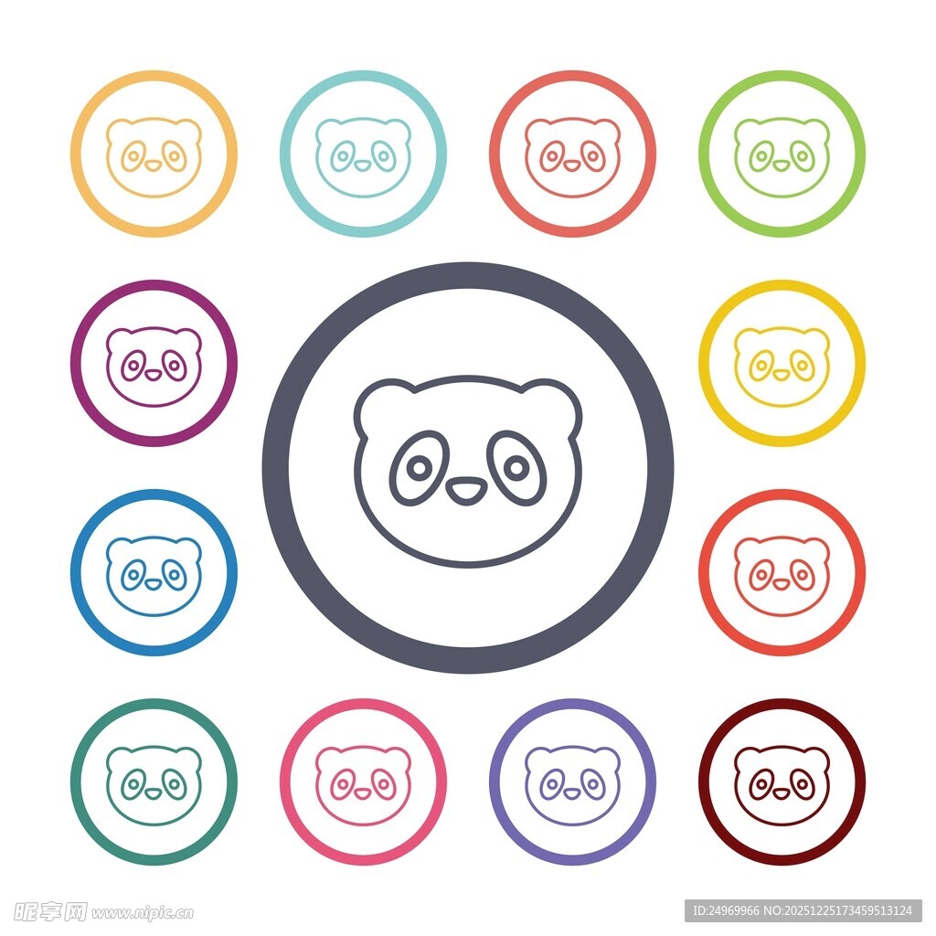 多彩熊猫图标集合