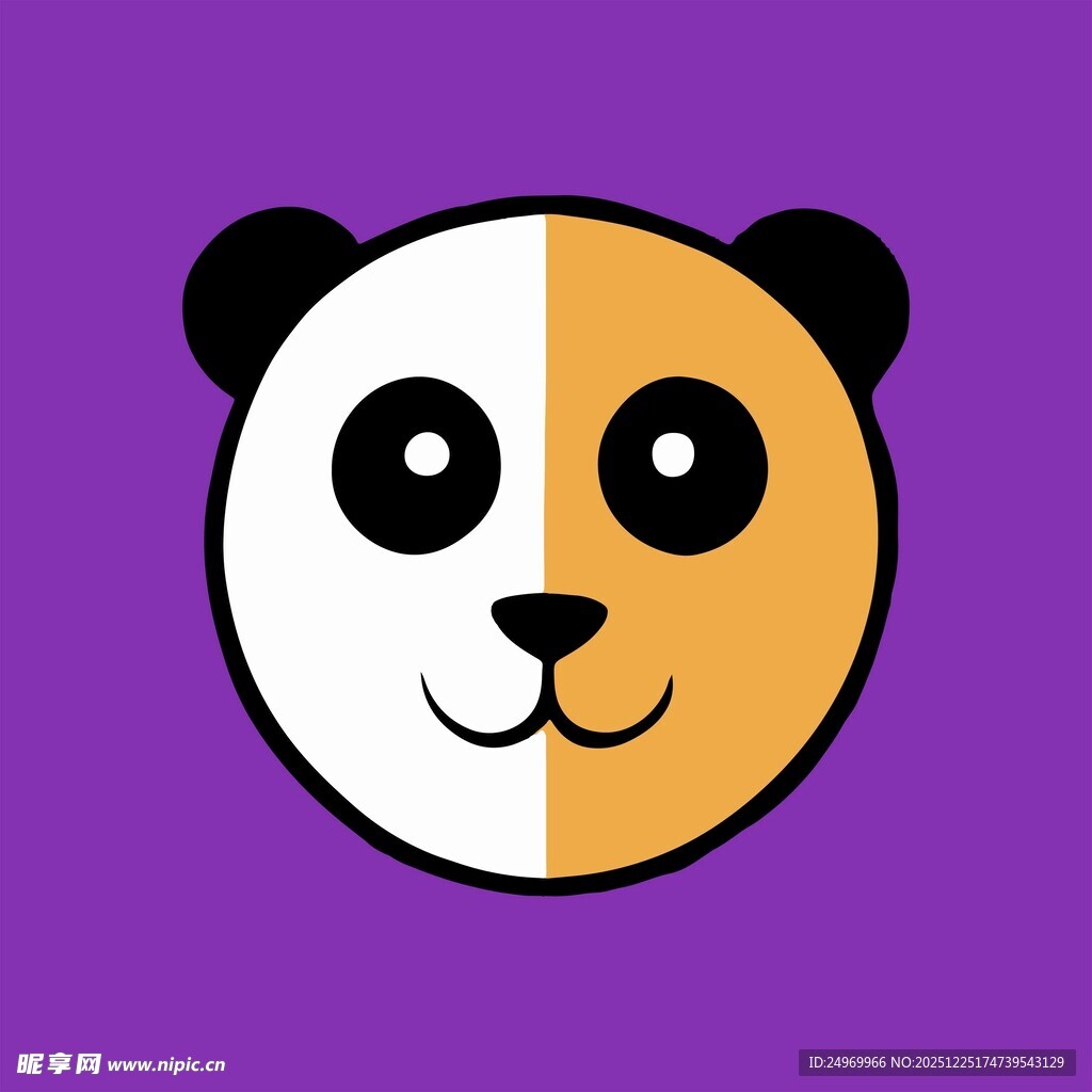 熊猫半脸头像图标