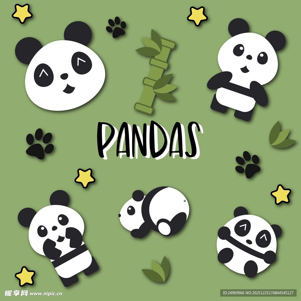 可爱熊猫图案设计元素