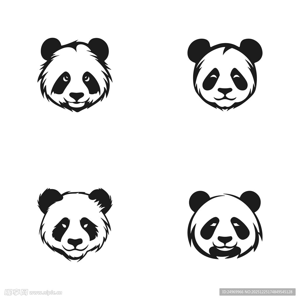 四张熊猫头像图案