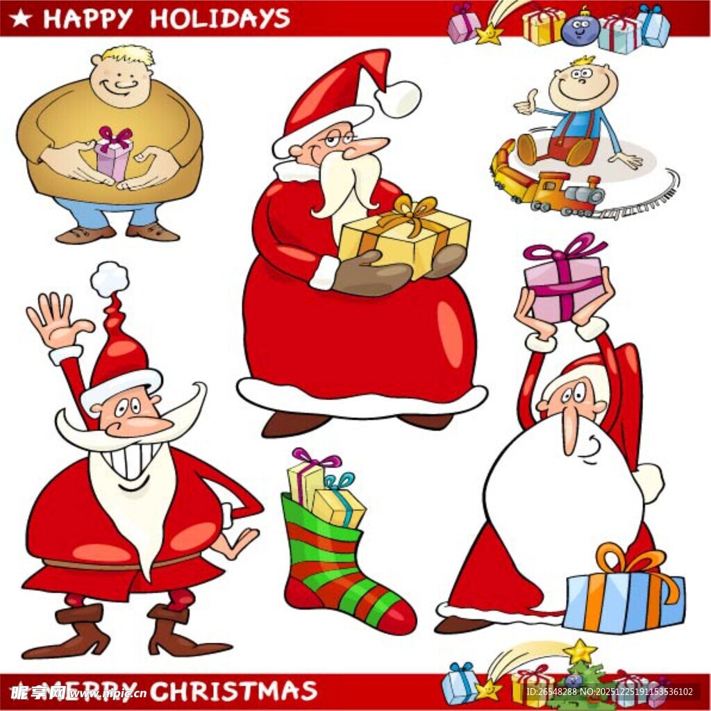 圣诞老人与节日元素集合