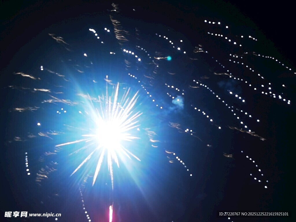 夜空中绚烂绽放的烟花