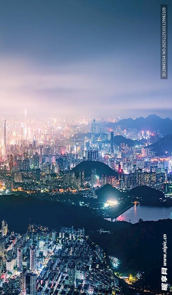 城市璀璨夜景俯瞰图