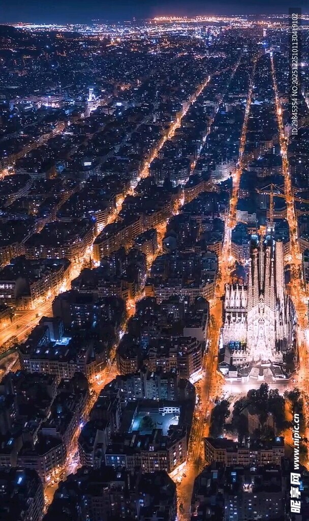 城市璀璨夜景俯瞰图
