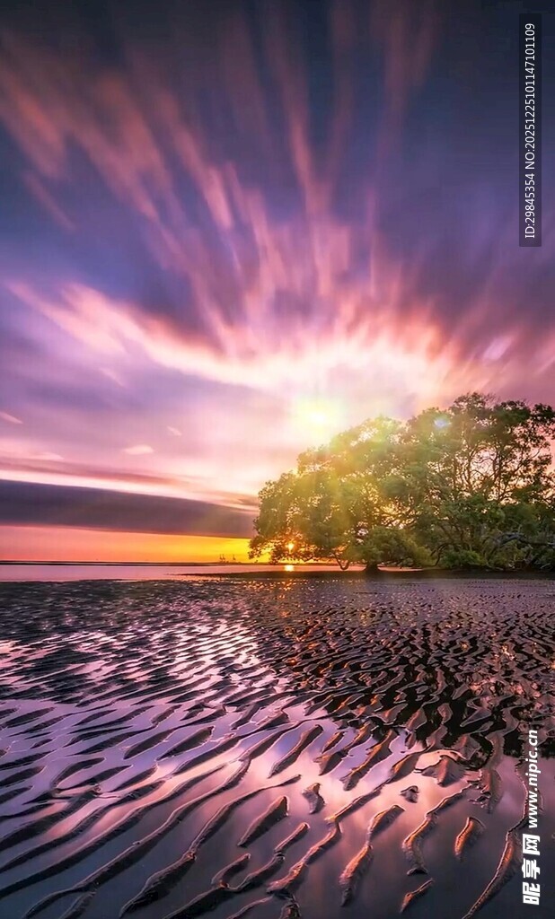 梦幻海滩日落美景