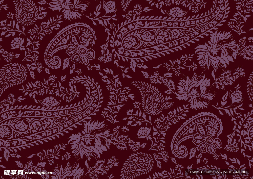 深红色佩斯利花纹图案