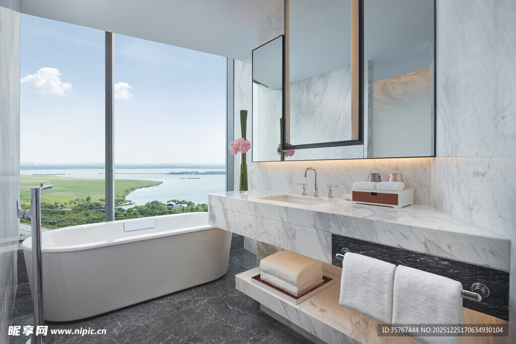 现代豪华浴室视野开阔