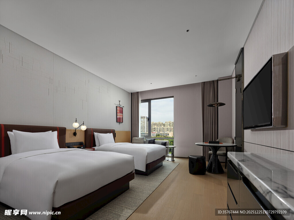 现代简约风格双床酒店客房