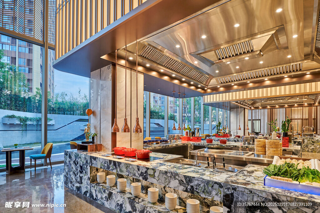 现代风格自助餐厅内部景观