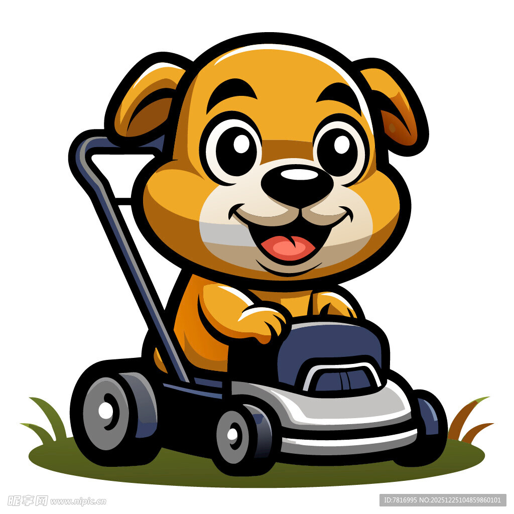 小狗驾驶割草机欢乐劳作