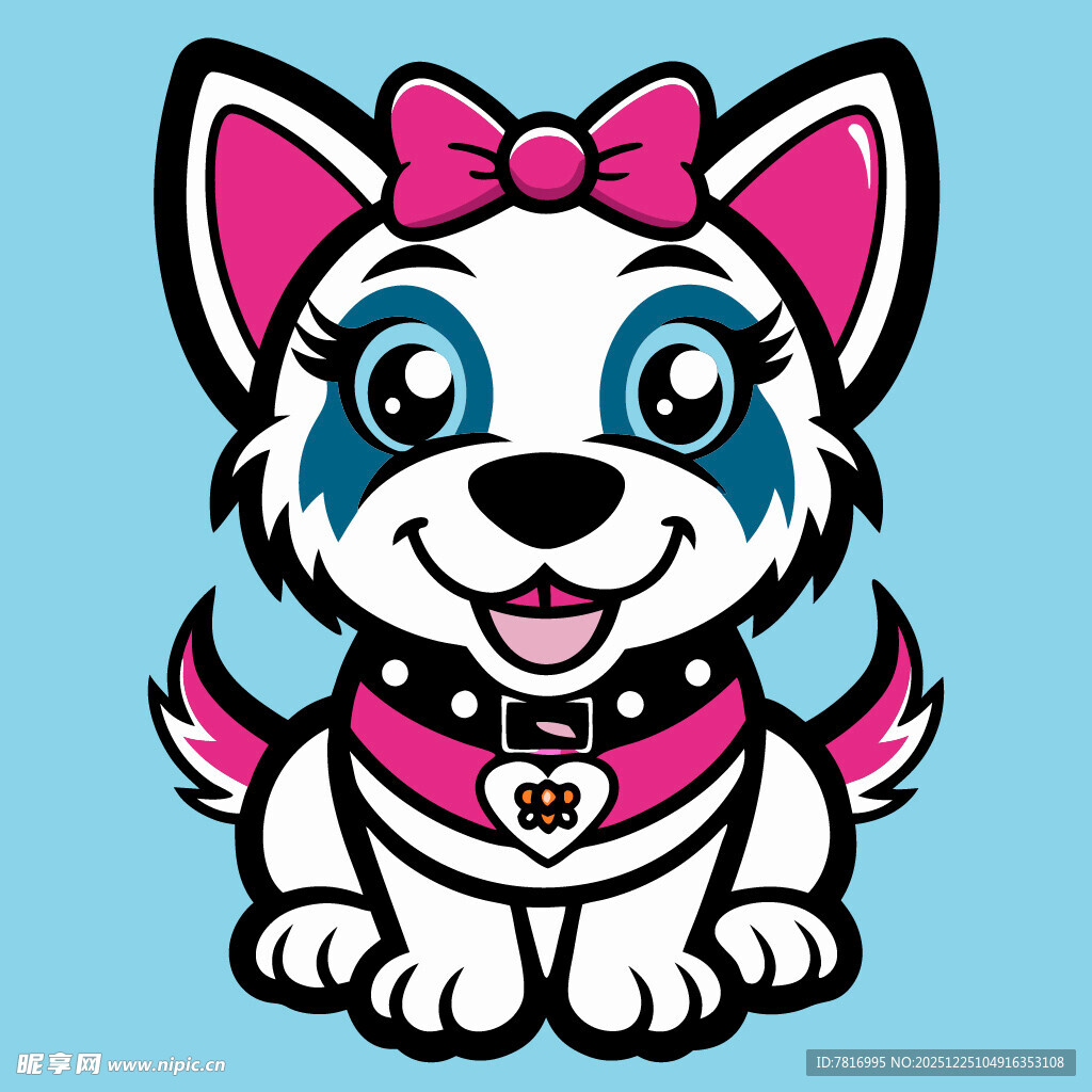 可爱卡通小狗粉色装扮