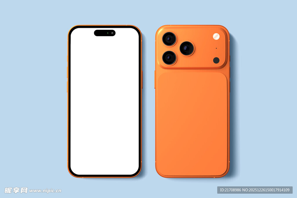 橙色手机正反展示图