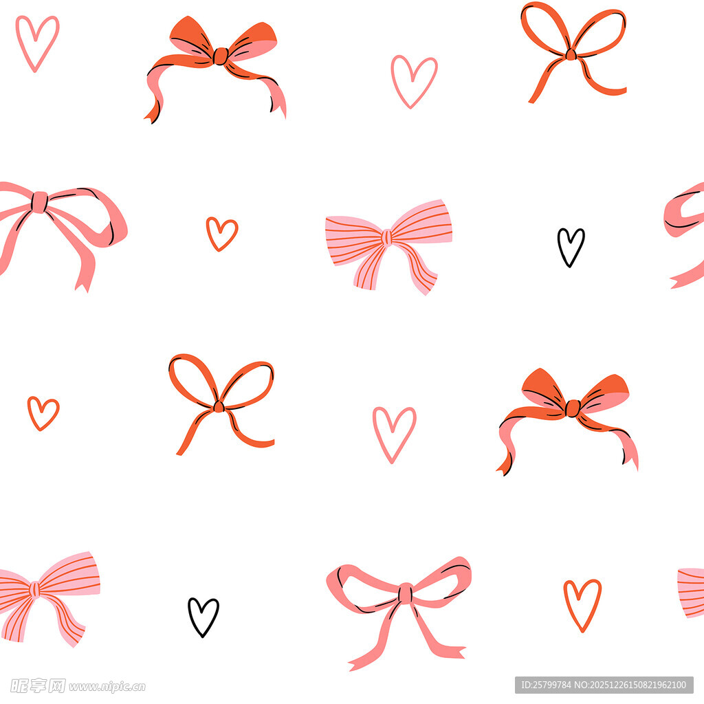 粉色蝴蝶结爱心图案背景