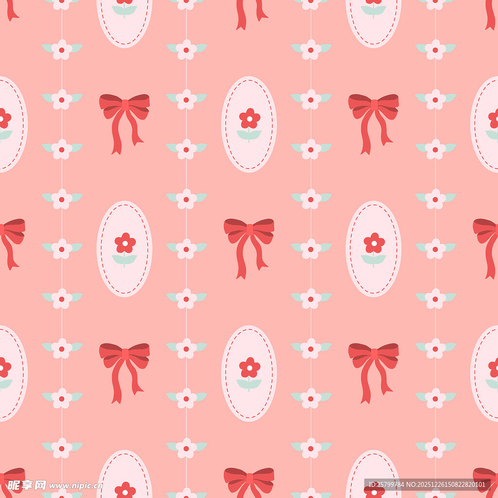 粉色蝴蝶结花朵图案背景