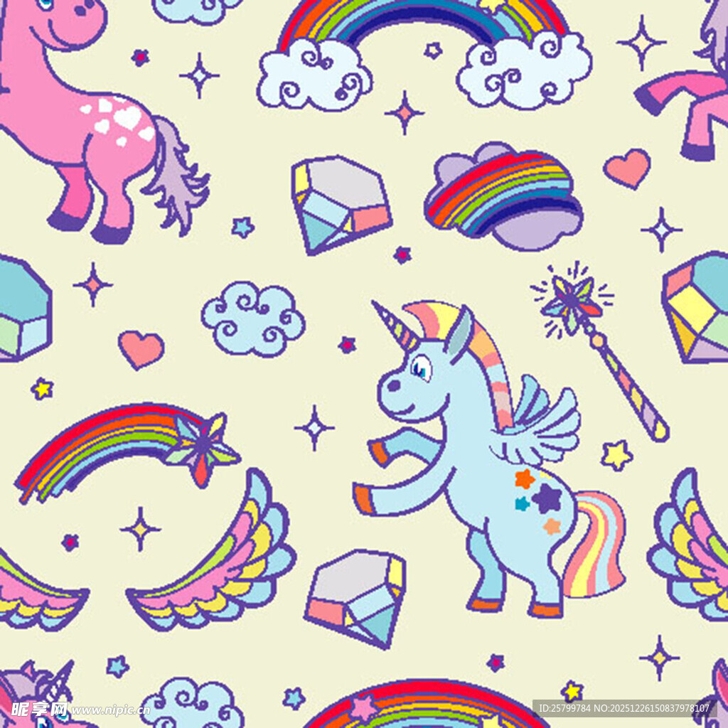 梦幻独角兽图案背景