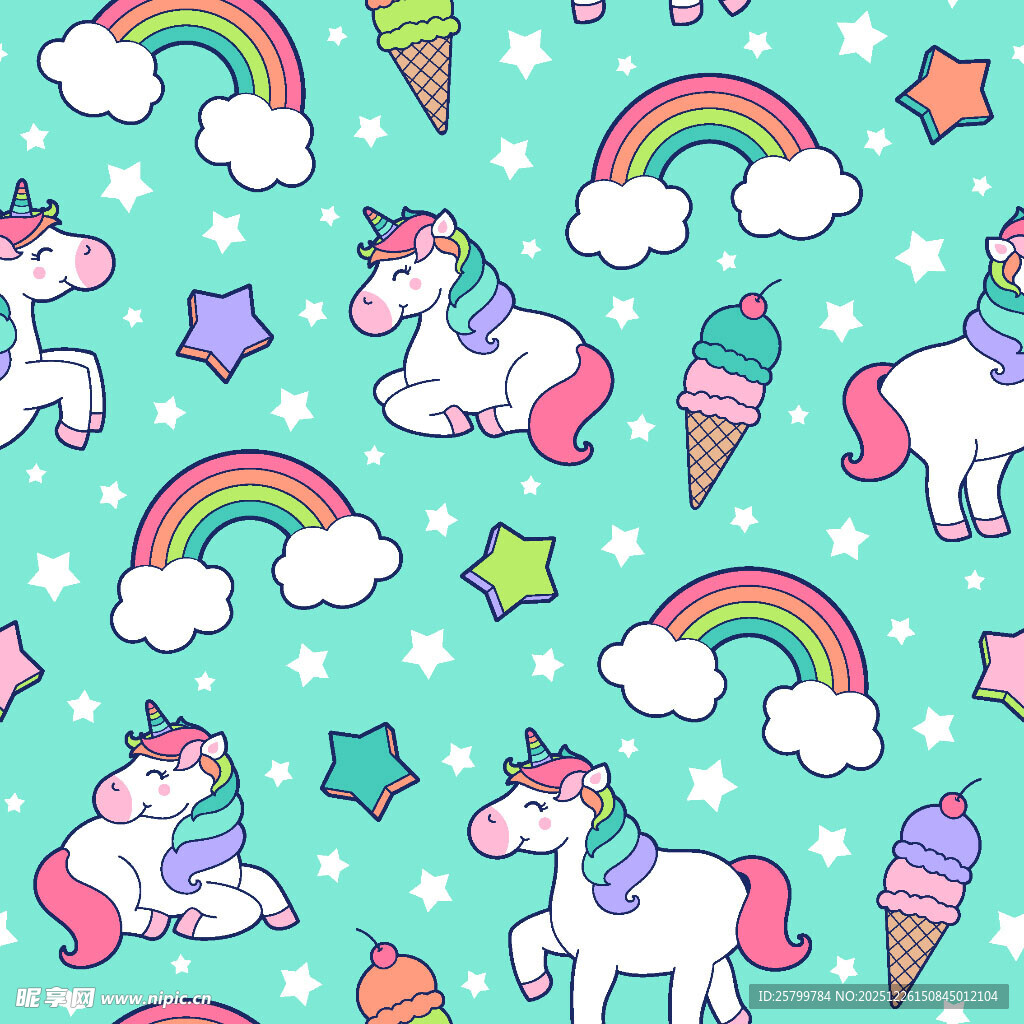 梦幻独角兽彩虹图案背景