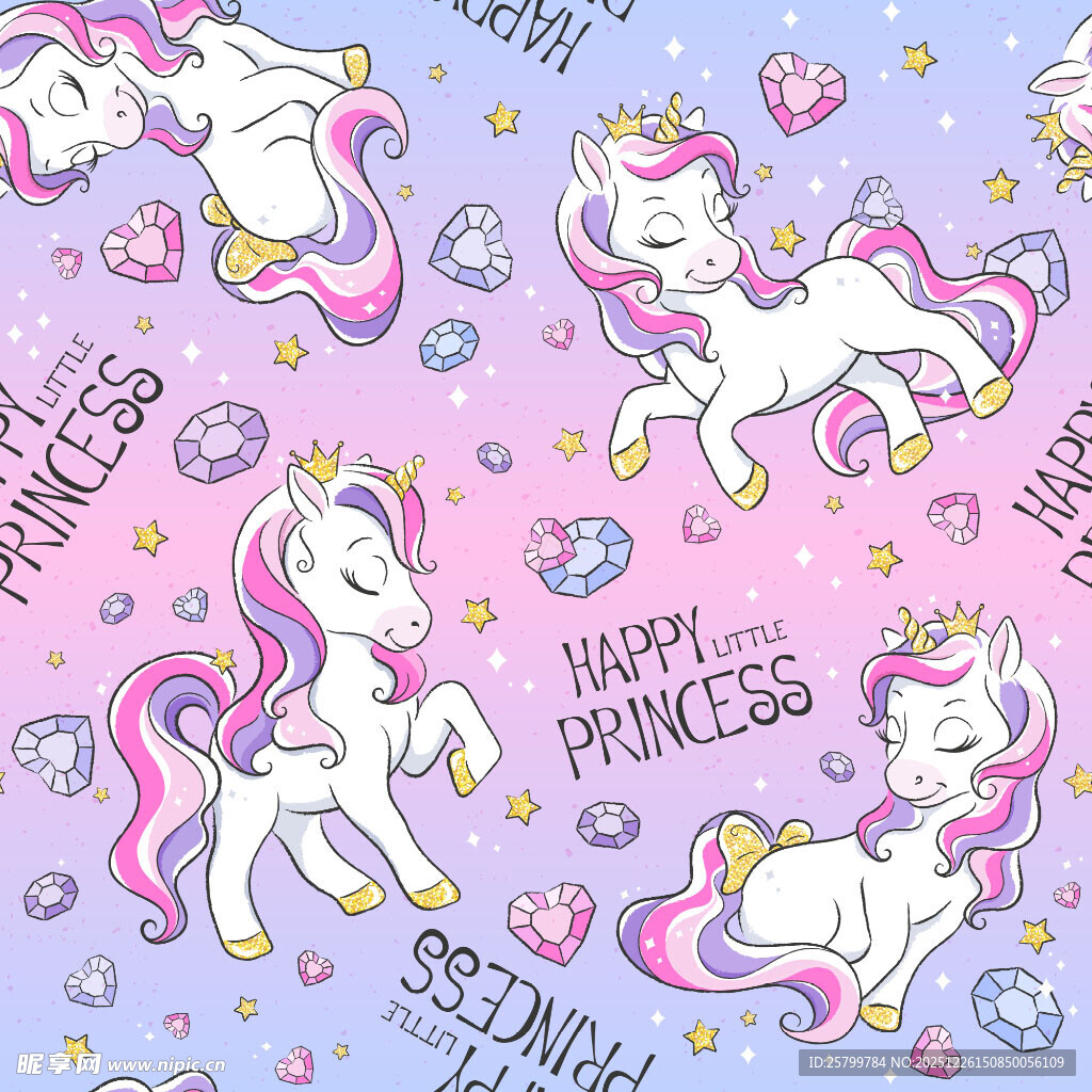 梦幻独角兽公主主题图案