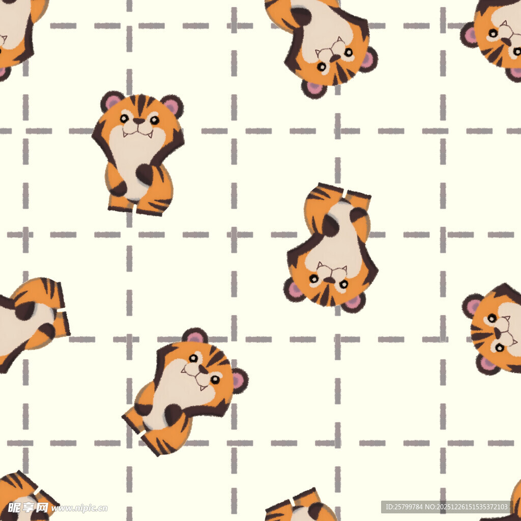 可爱老虎图案无缝背景