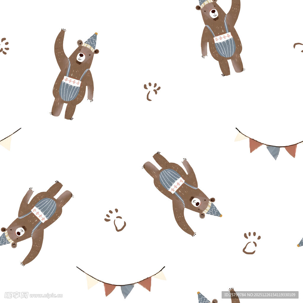 小熊庆祝图案背景设计