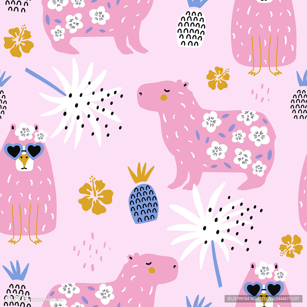 粉色萌趣北极熊图案设计