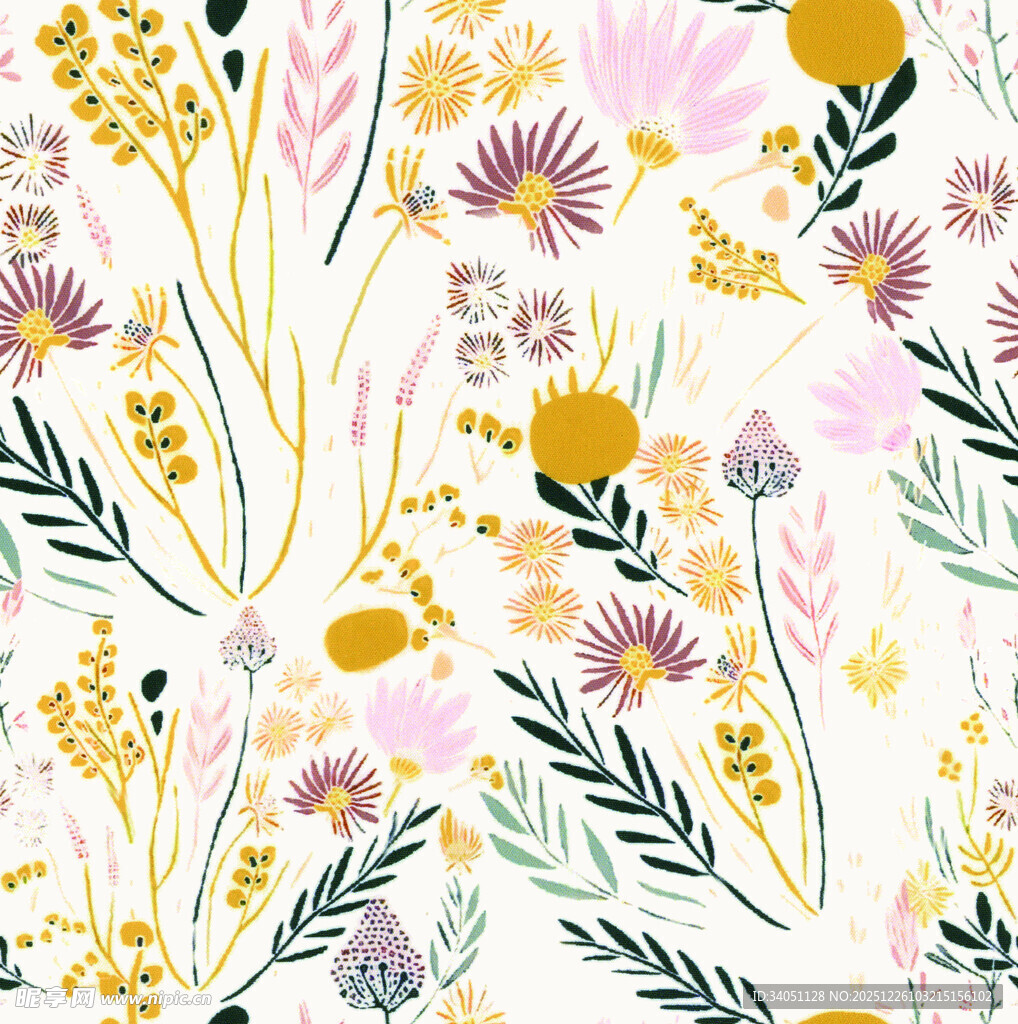 手绘多彩花卉图案背景