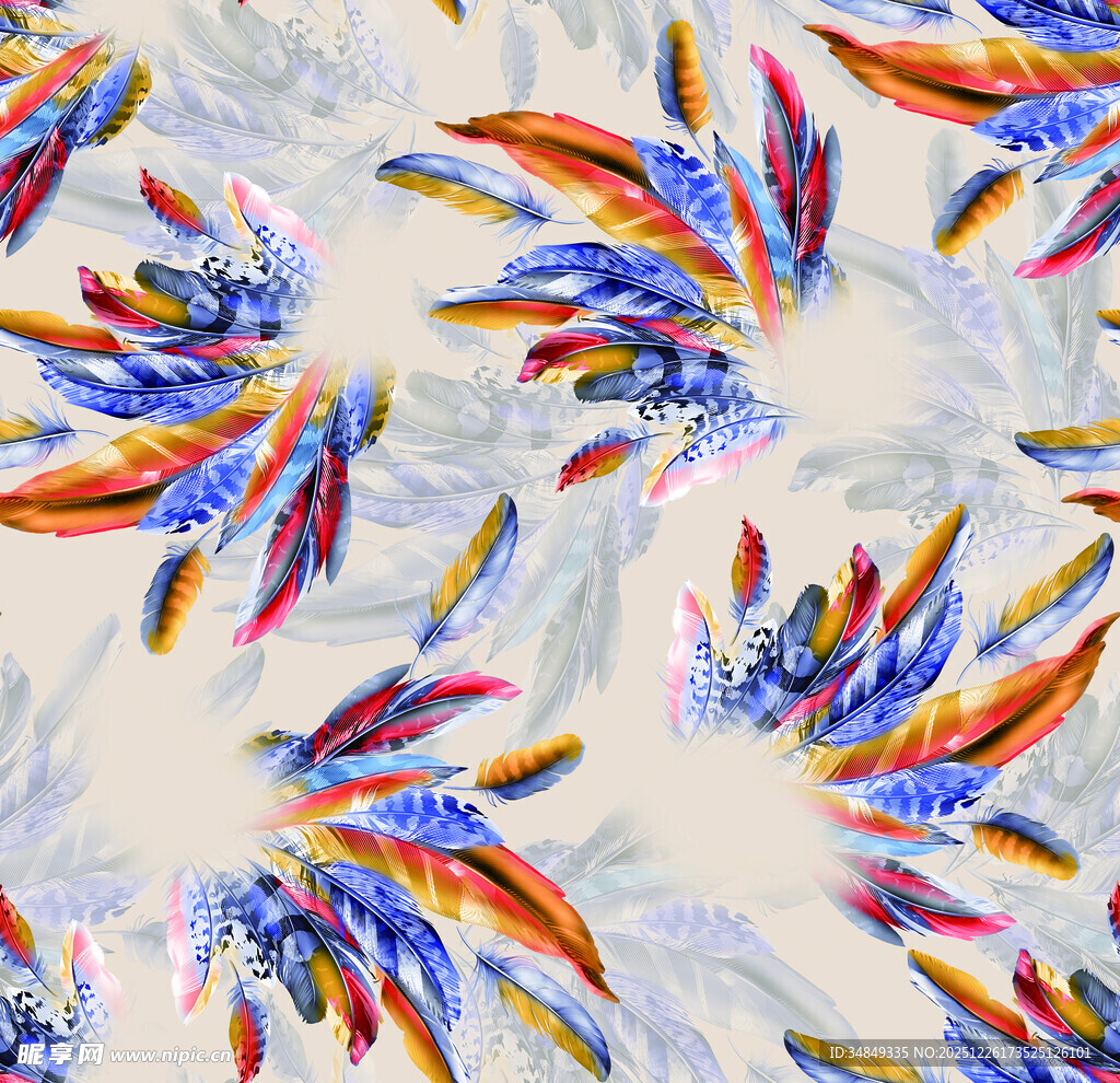 多彩羽毛图案背景纹理
