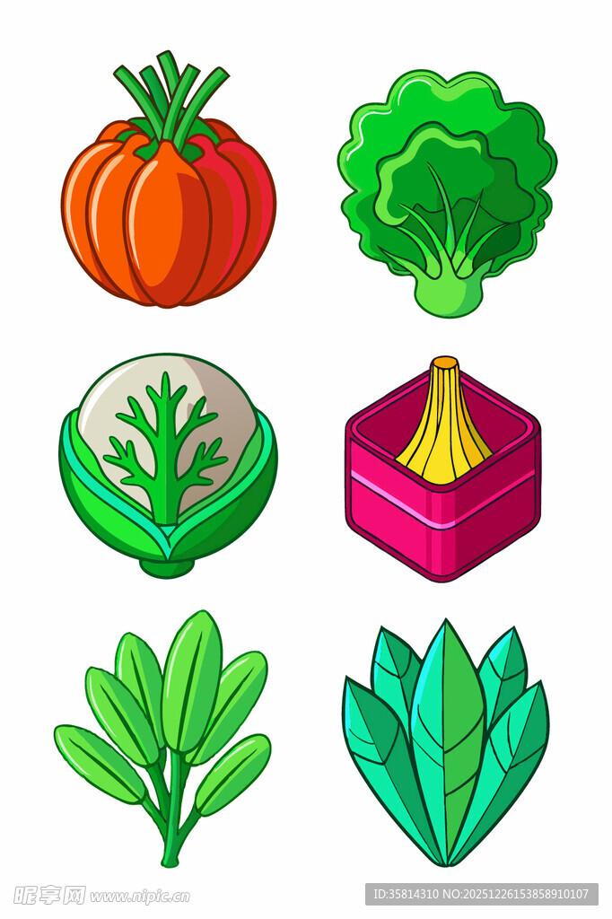 多彩卡通蔬菜集合
