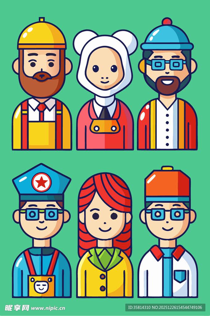 多样职业人物插画