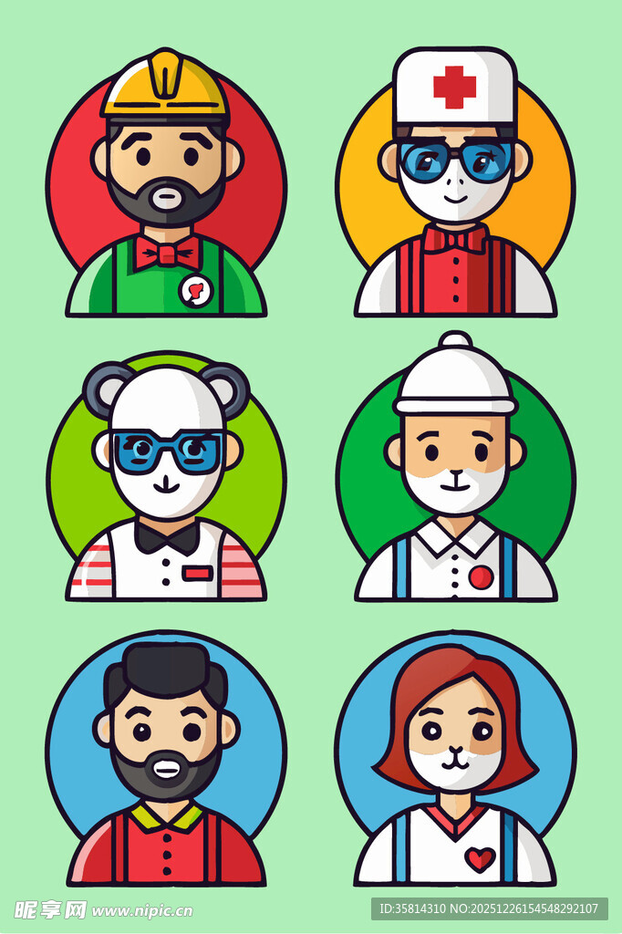 多样职业人物头像集合
