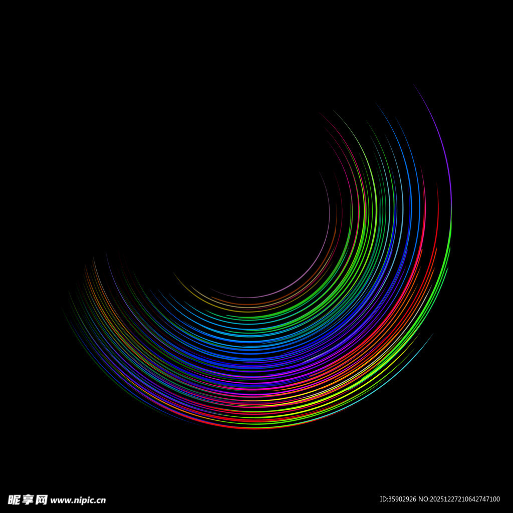 彩色光绘弧形图案