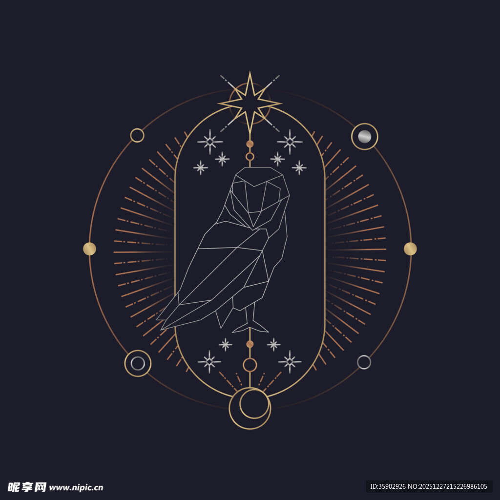 神秘猫头鹰神秘学装饰图案