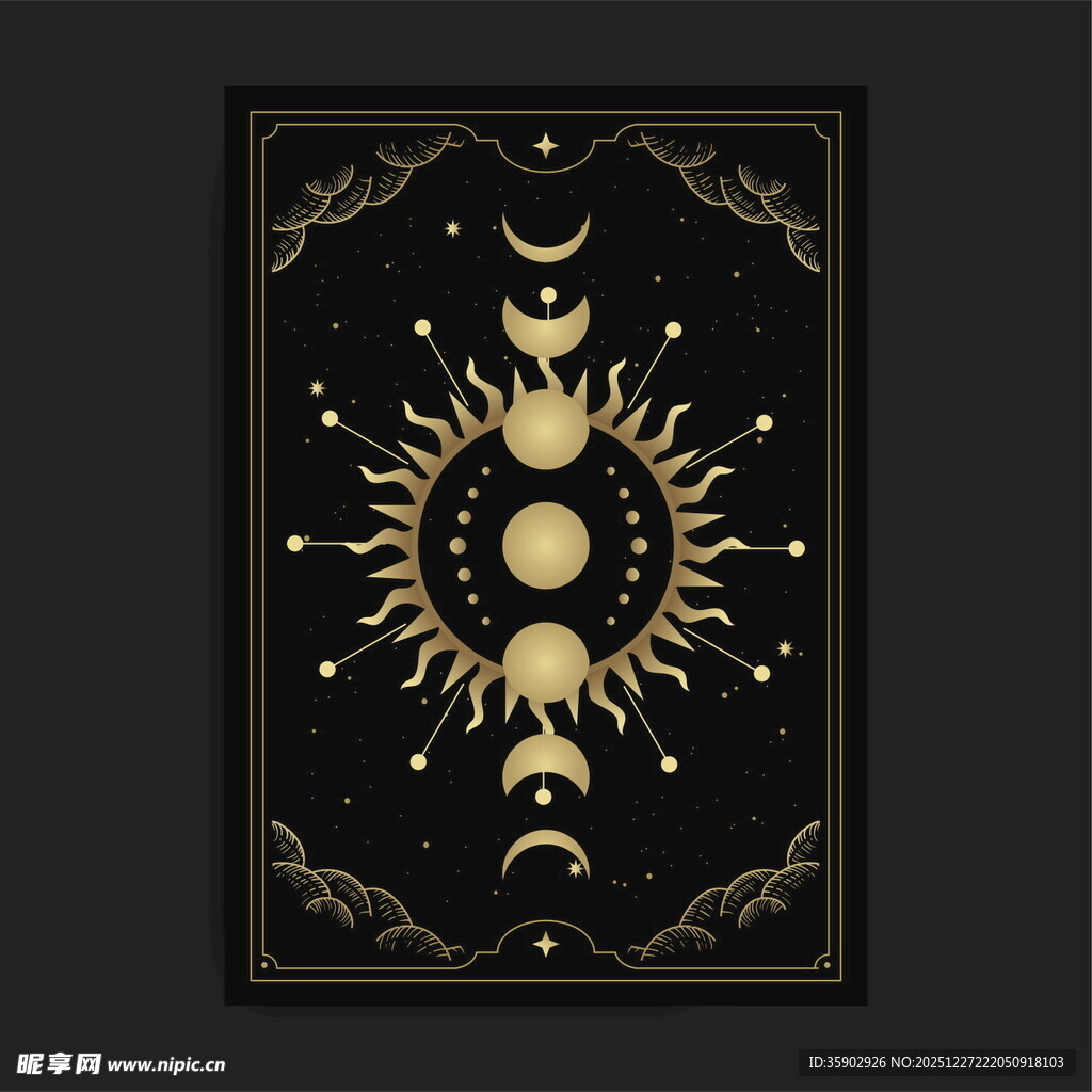 神秘太阳月亮魔法装饰图案