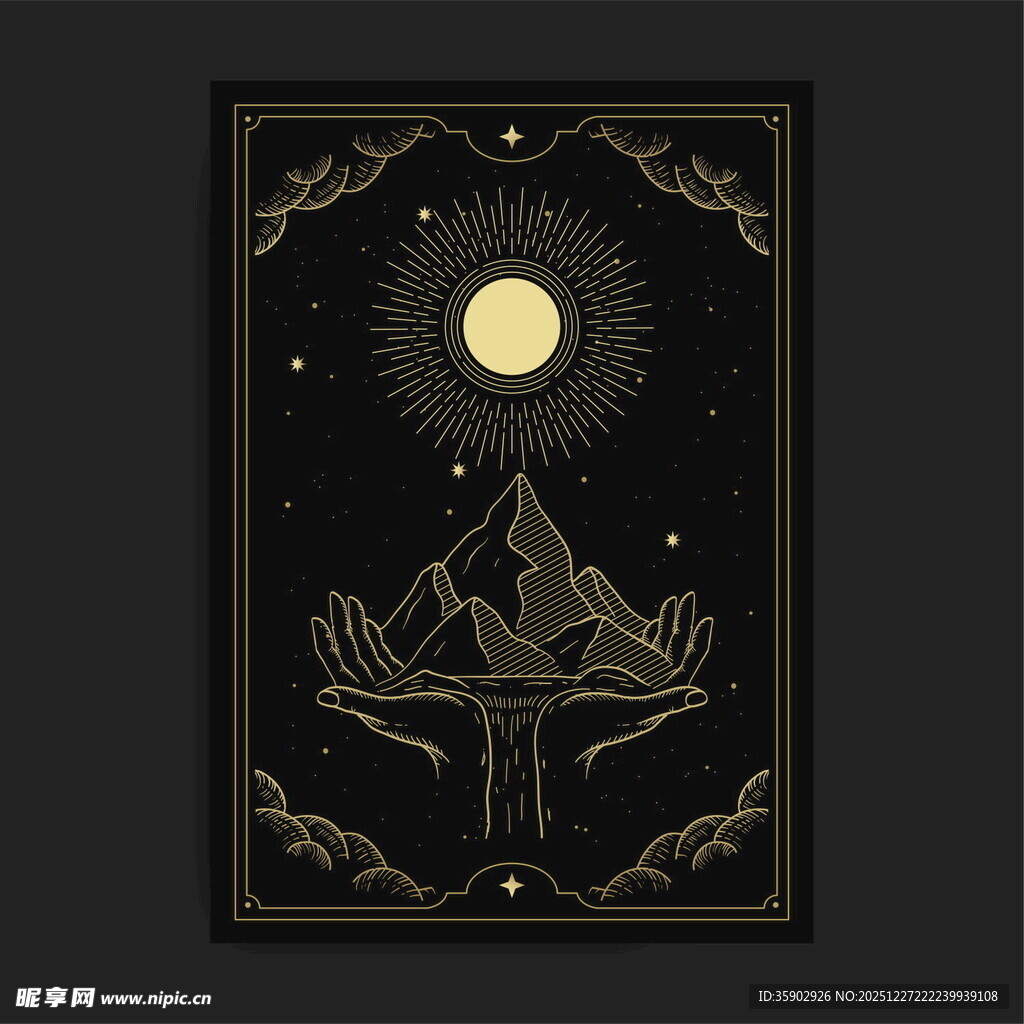 神秘月夜下的奇幻山峰