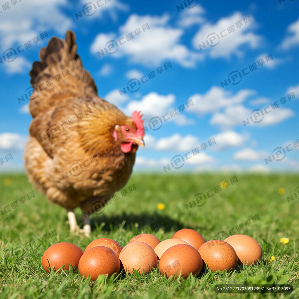 大枣树下养草鸡 草地上有鸡蛋