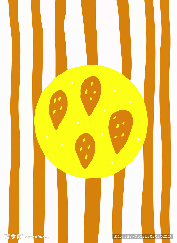 条纹背景上的黄色披萨